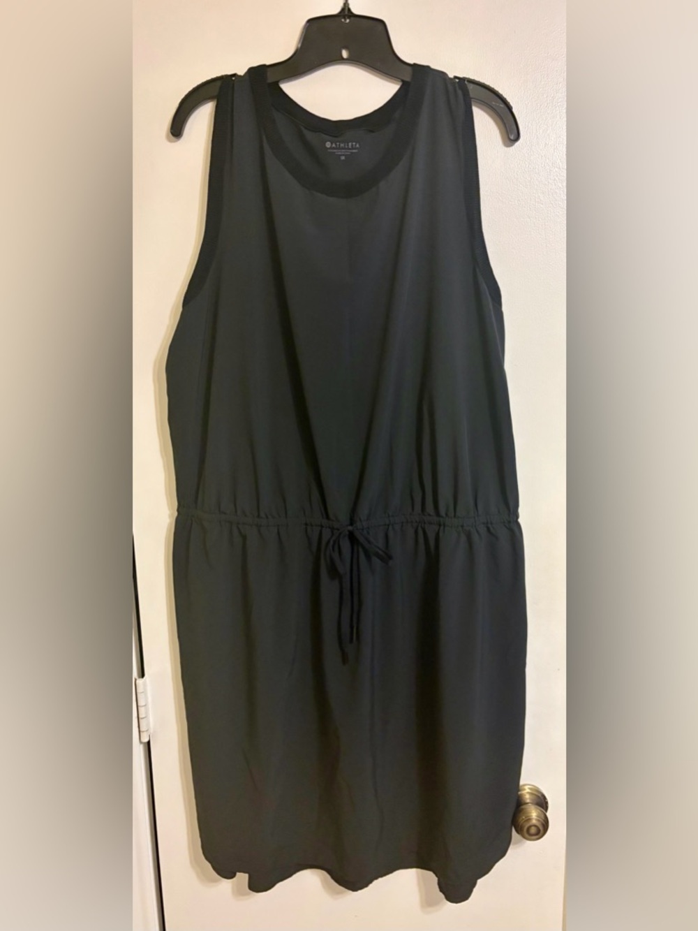 Athleta Black Sleeveless Drawstring Waist Dress